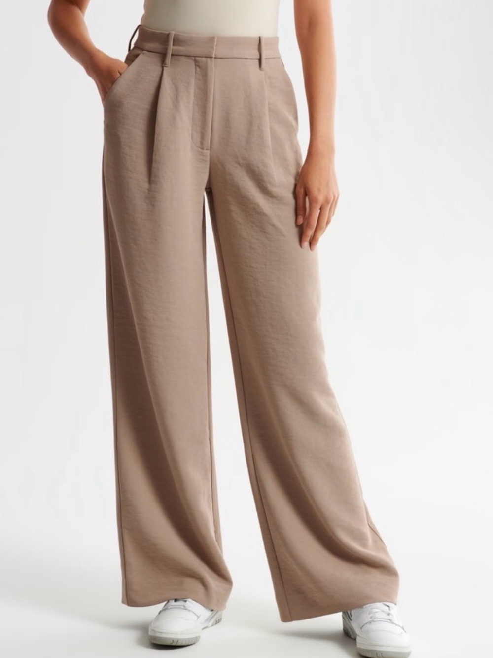 Abercrombie and Fitch Sloane tailored wide leg taupe brown trouser pants small